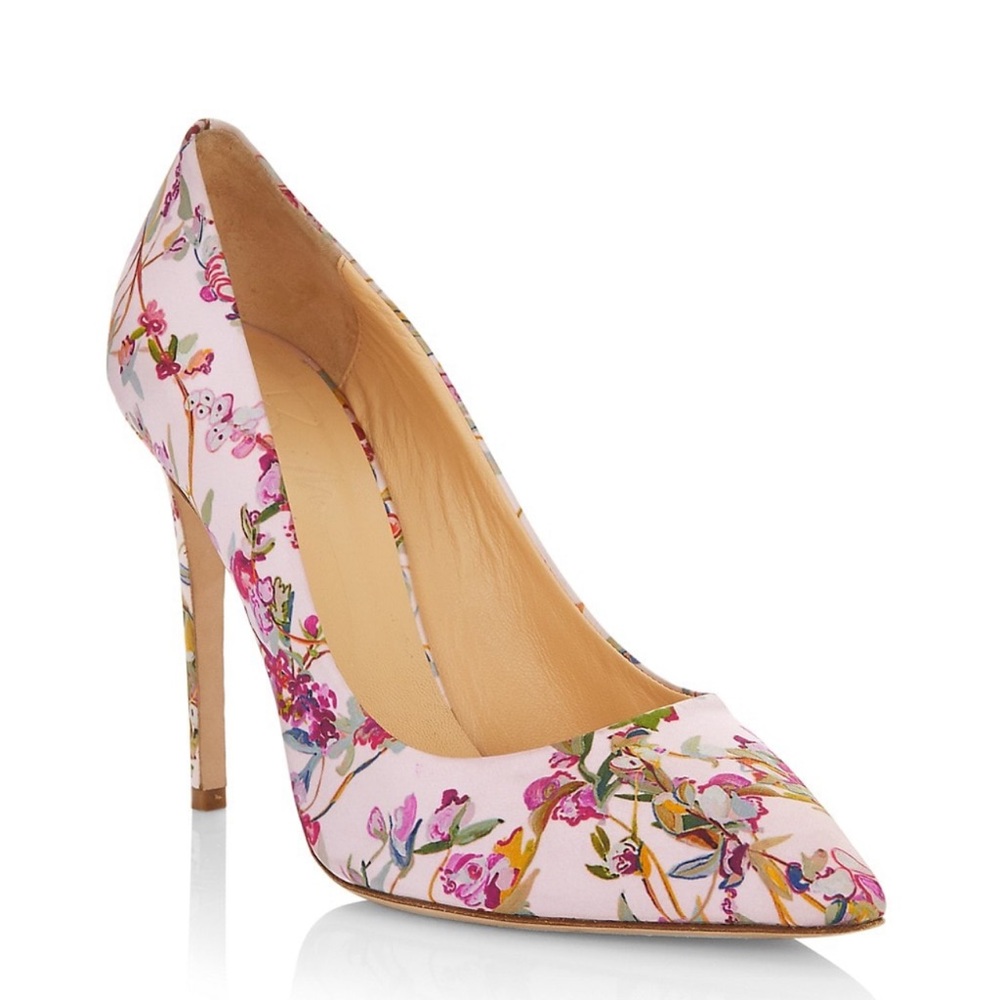 NWT Brandon Maxwell Classic Floral Satin Pumps
